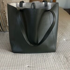 Leather Tote Bag in Dark Green